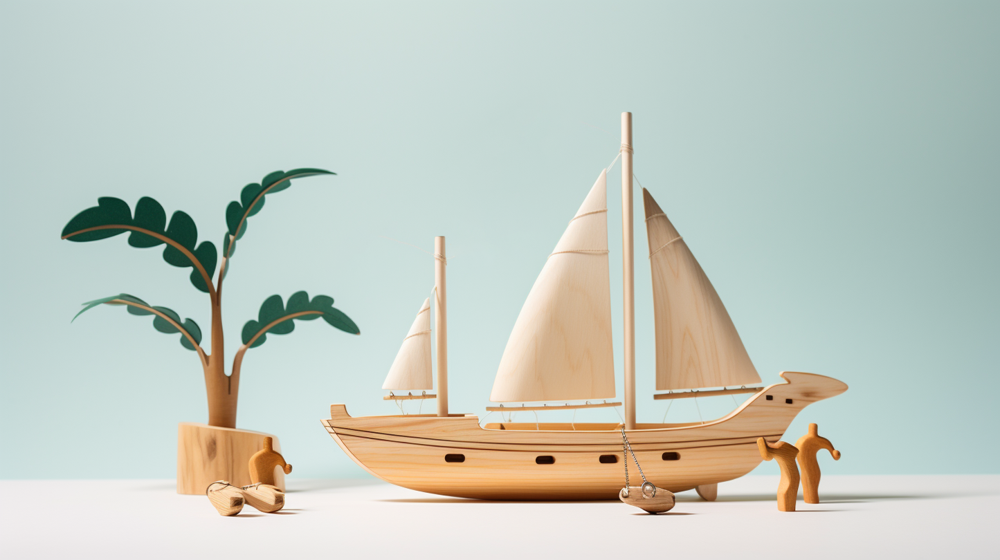 Hölzernes Segelboot